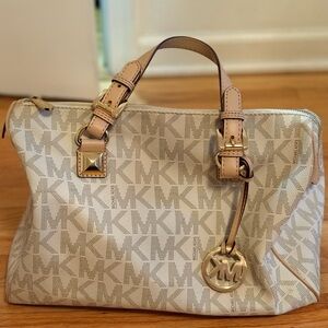 Michael Kors Cream Monogram Satchel